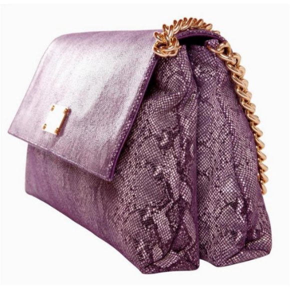 Sitan Purple Print Large Flap Shoulder Bag - Picture 2 of 4